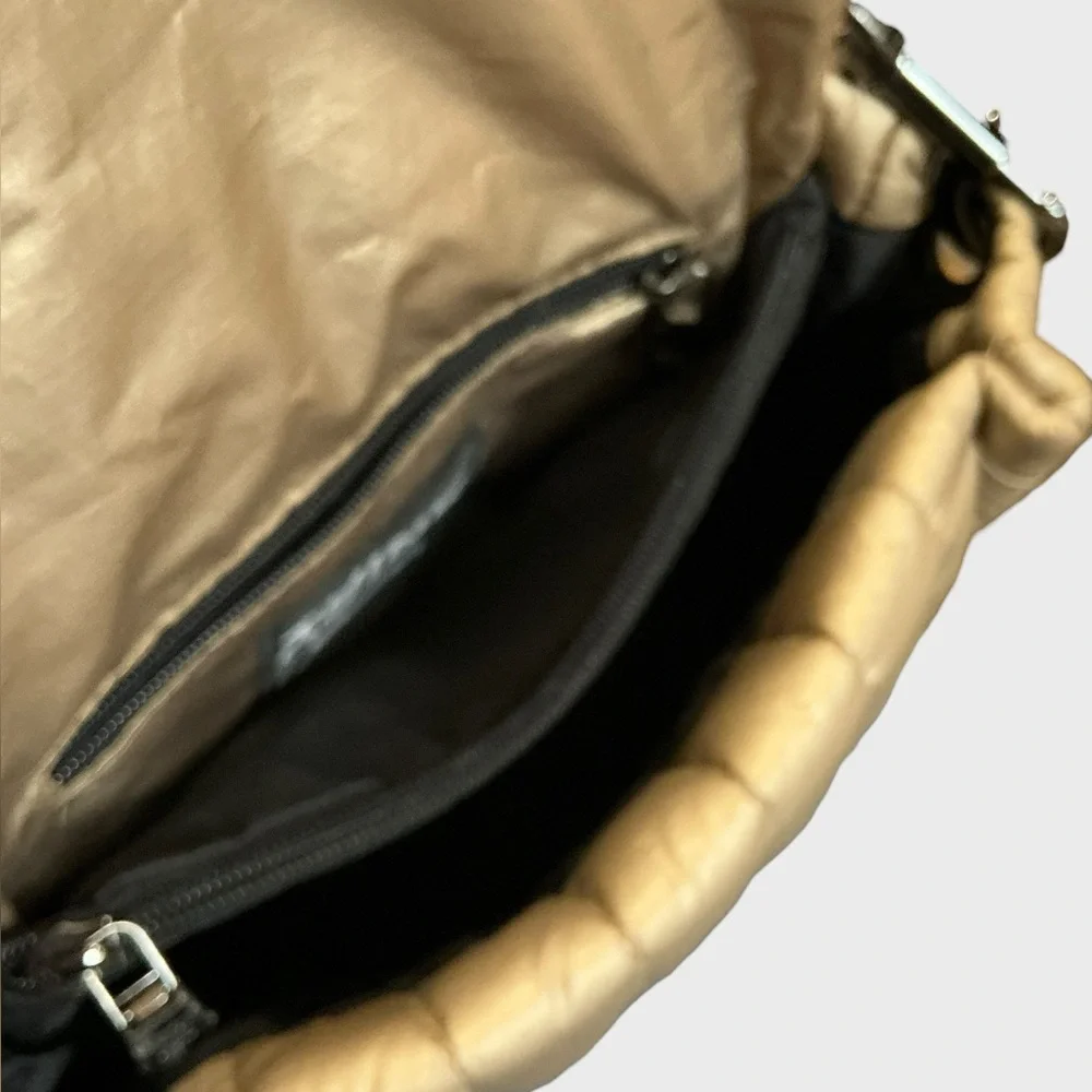 Think Royln Bar Bag Metallic Gold Puffer Crossbody Purse
